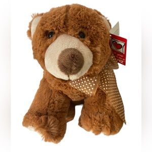 Ganz Forrester Brown Bear 9" Stuffed Plush H10660 Polka Dot Bow with Tags
